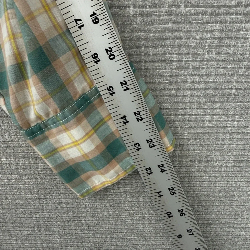 Vintage 80's Levis Western Pearl Snap Shirt Mens M Plaid Long Sleeve Country